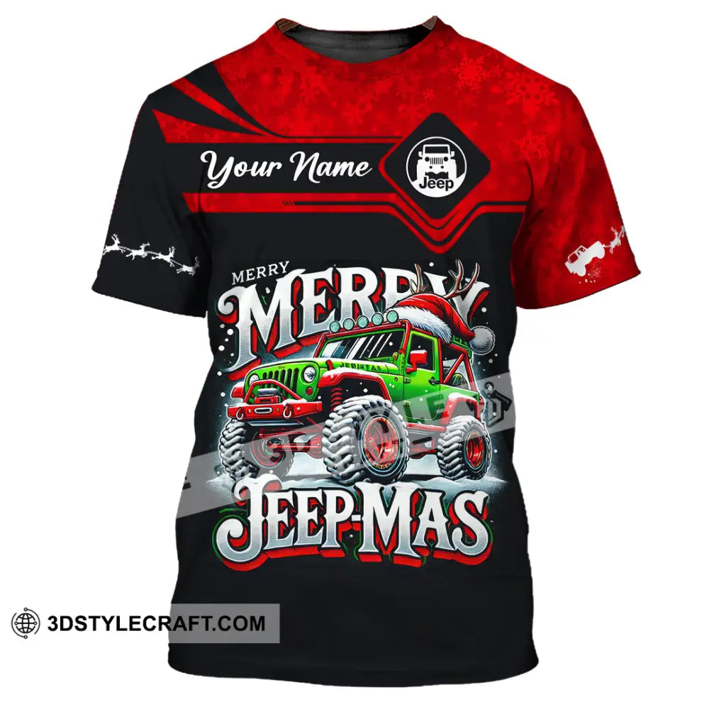 Unisex Shirt Custom Name Merry Jeepmas Christmas Polo Long Sleeve Gift For Jeep Lover T-Shirt / S