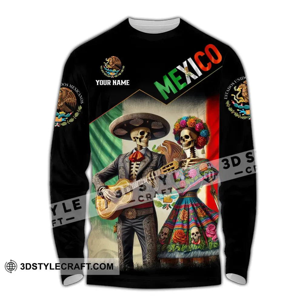 Unisex Shirt - Custom Name Mexico Couple Long Sleeve / S T-Shirt