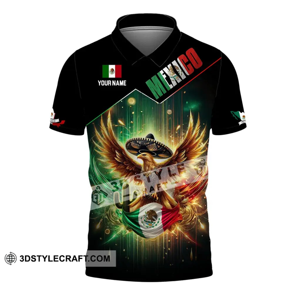 Unisex Shirt - Custom Name Mexico Flag And Icon Polo / S T-Shirt