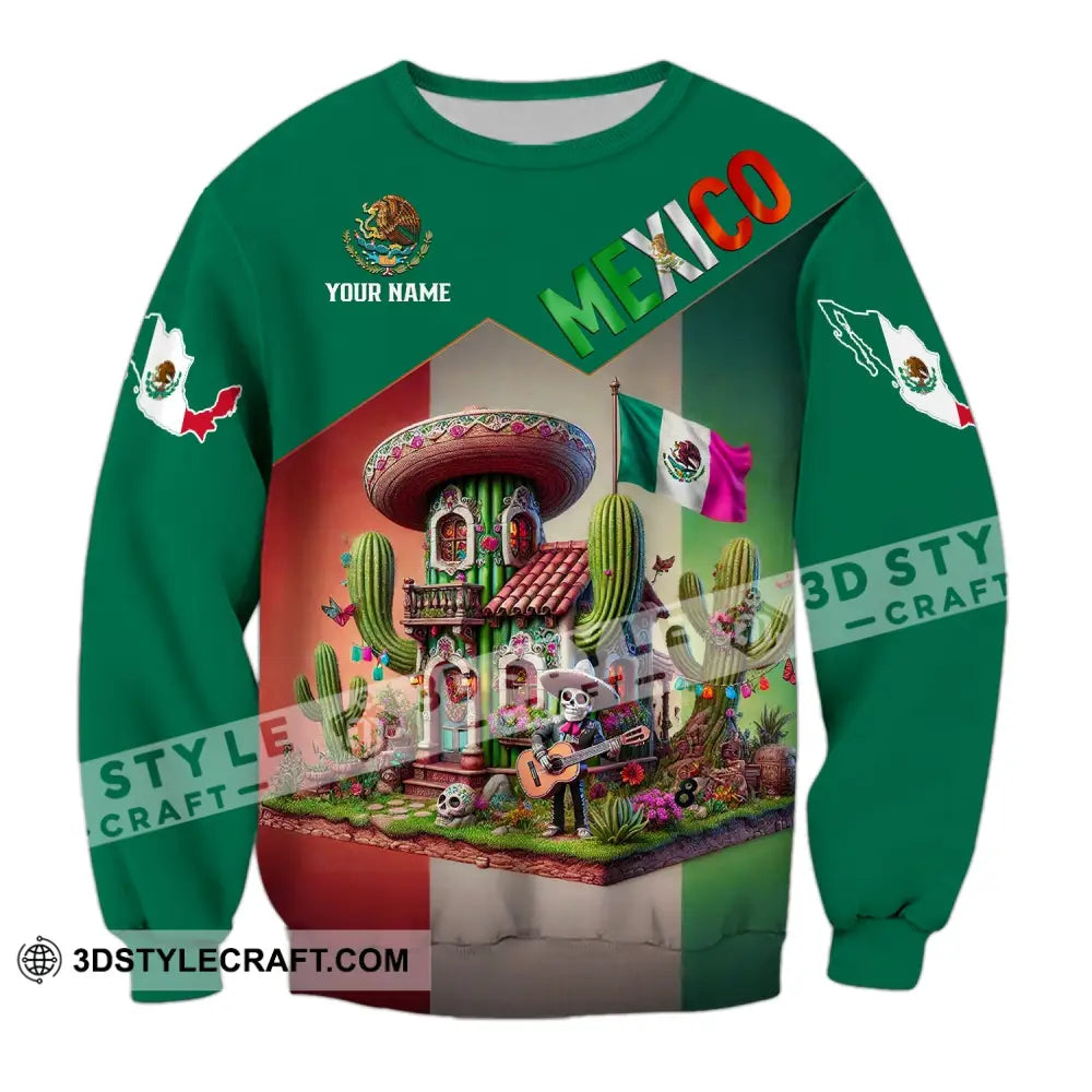 Unisex Shirt - Custom Name Mexico Long Sleeve / S T-Shirt