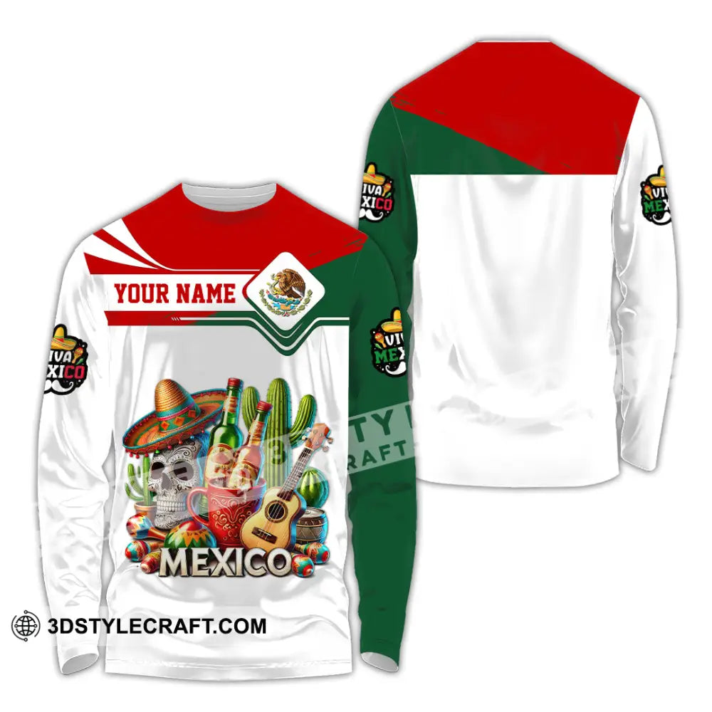 Unisex Shirt Custom Name Mexico Lover Polo Long Sleeve Mexican Gift / S T-Shirt