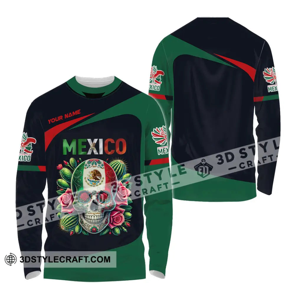 Unisex Shirt Custom Name Mexico Lover Polo Long Sleeve Mexican Gift / S T-Shirt