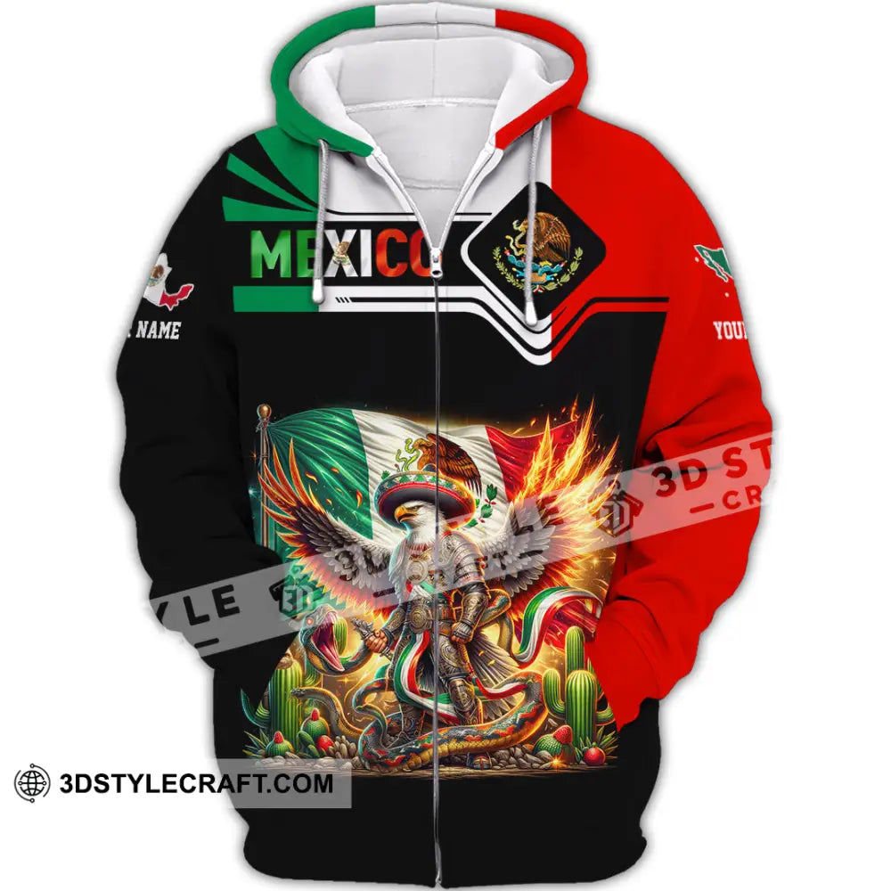 Unisex Shirt Custom Name Mexico Lover Polo Long Sleeve Mexican Gift Zipper Hoodie / S T-Shirt