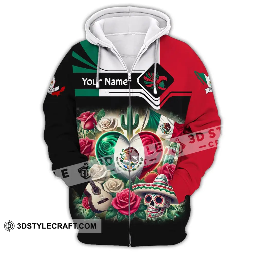 Unisex Shirt Custom Name Mexico Polo Long Sleeve Gift Zipper Hoodie / S T-Shirt