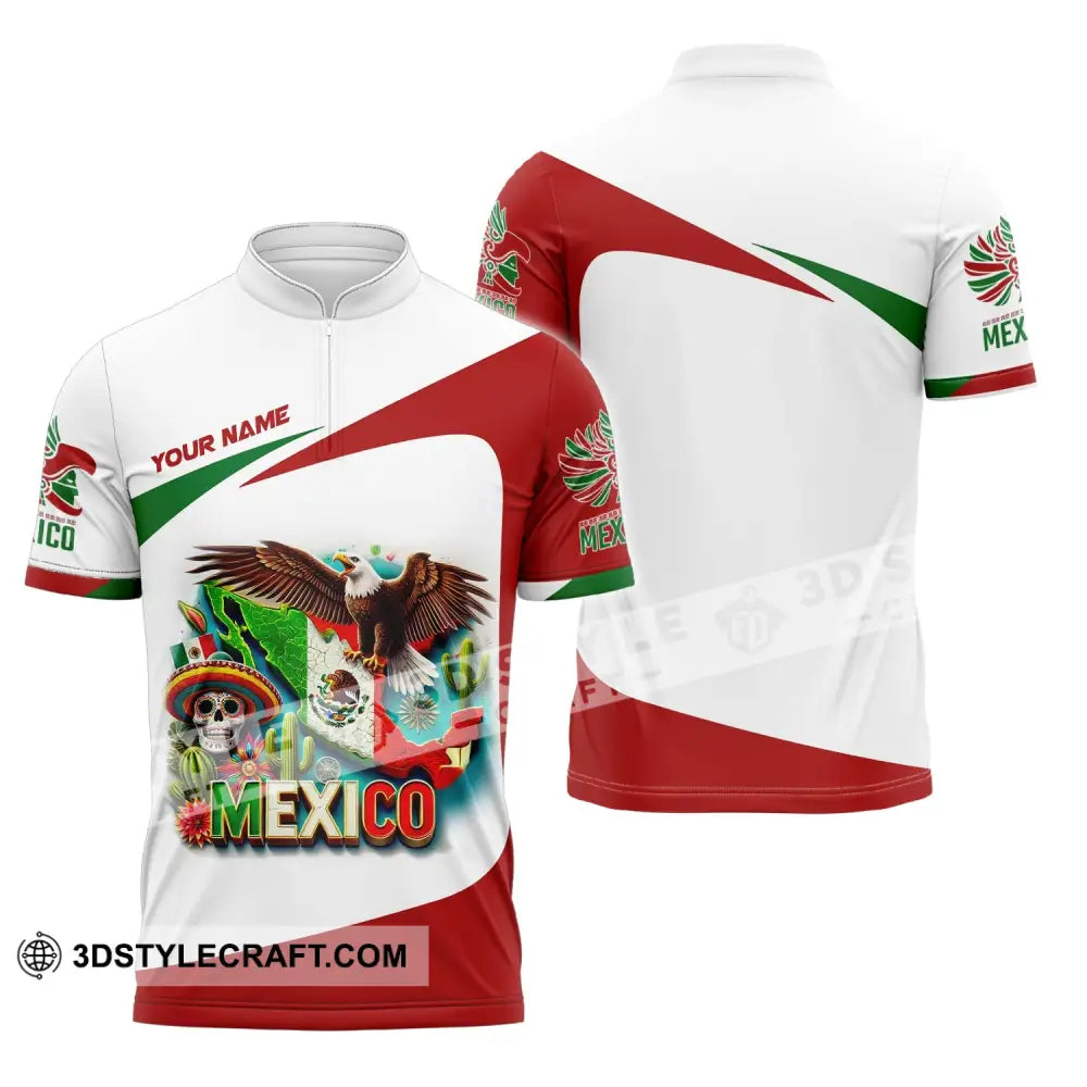 Unisex Shirt Custom Name Mexico Proud Polo Long Sleeve Gift Zipper / S T-Shirt