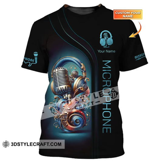 Unisex Shirt, Custom Name Microphone Shirt, Microphone Hoodie Polo Shirt, Mic Shirt style option 1