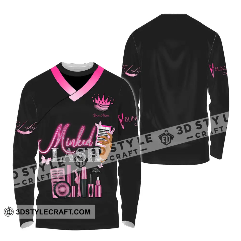 Unisex Shirt - Custom Name Minked Lash Long Sleeve / S T-Shirt