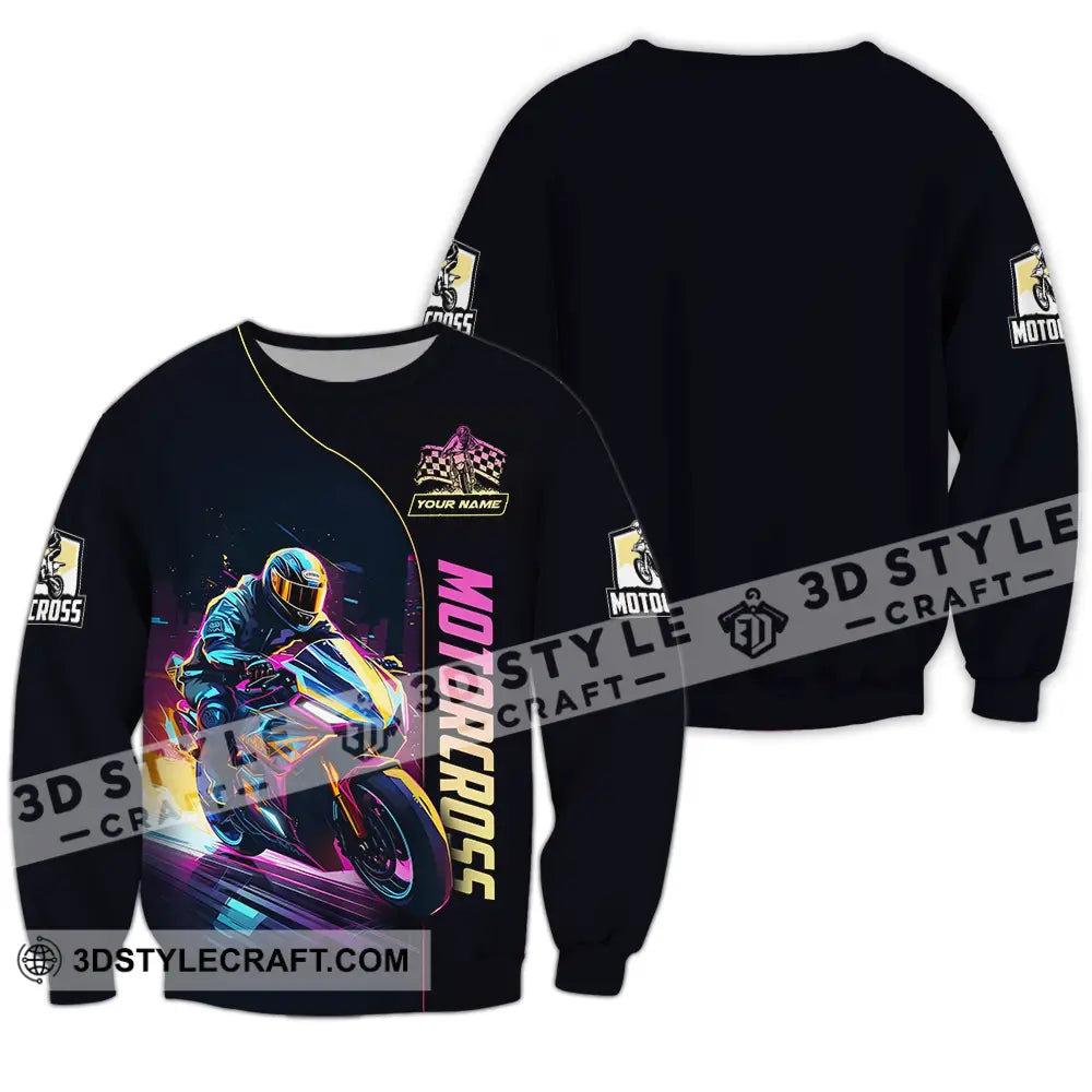 Unisex Shirt - Custom Name Moto Bike Player Sport Motocross Long Sleeve / S T-Shirt