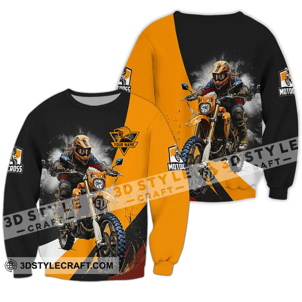 Unisex Shirt - Custom Name Motobike For Player Earth Color Long Sleeve / S T-Shirt