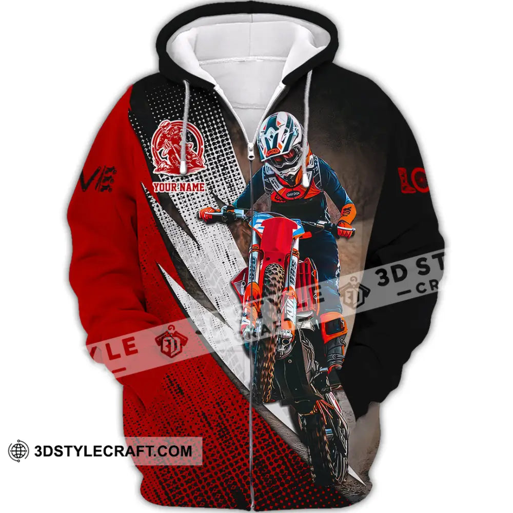 Unisex Shirt - Custom Name Motobike For Player Love Zipper Hoodie / S T-Shirt