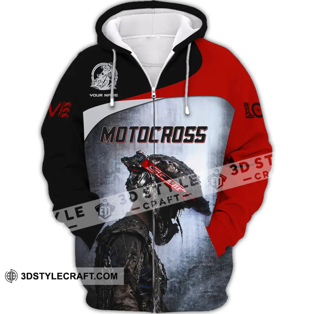 Unisex Shirt - Custom Name Motocross Sport Sporty Human Zipper Hoodie / S T-Shirt