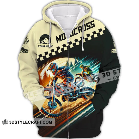 Unisex Shirt Custom Name Motocross T-Shirt Motorcycle Racing Hoodie Long Sleeve Gift For Lovers