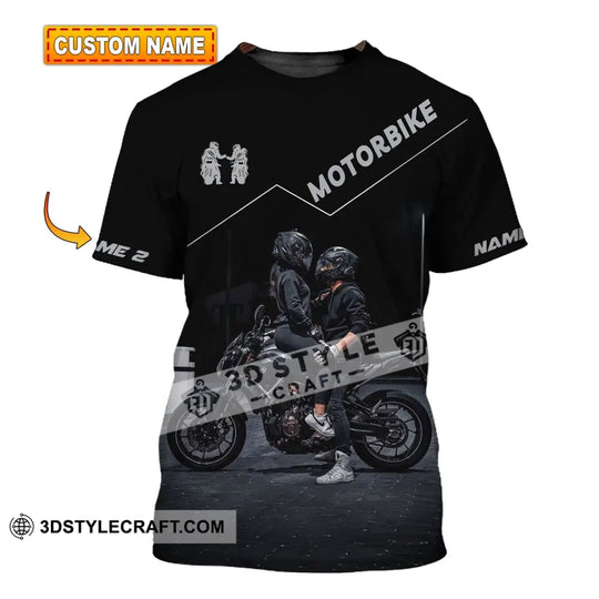 Unisex Shirt, Custom Name Motorbike Couple Shirt, Couple Love T-Shirt style option 1
