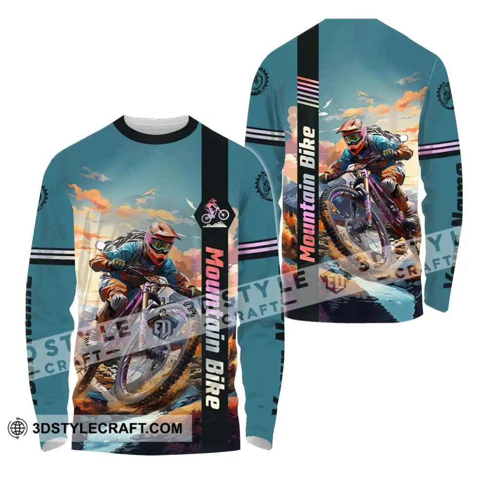 Unisex Shirt - Custom Name Mountain Bike Biker Long Sleeve / S T-Shirt