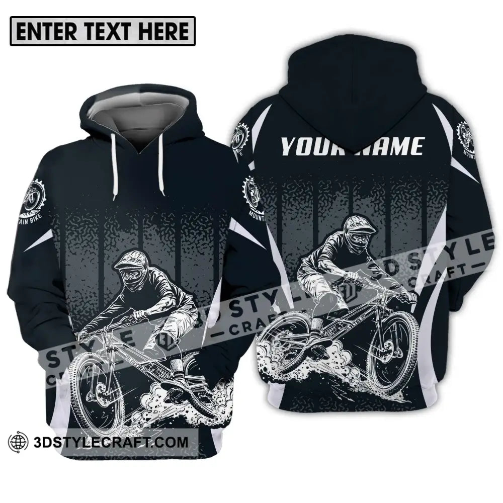 Unisex Shirt - Custom Name Mountain Bike Black Biker Hoodie / S T-Shirt