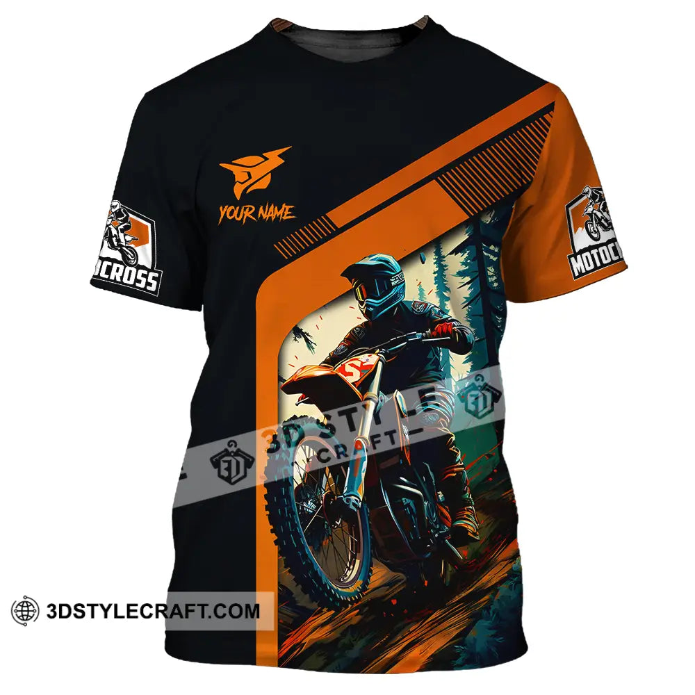 Unisex Shirt - Custom Name Mountain Bike For Player Black Orange T-Shirt / S T-Shirt