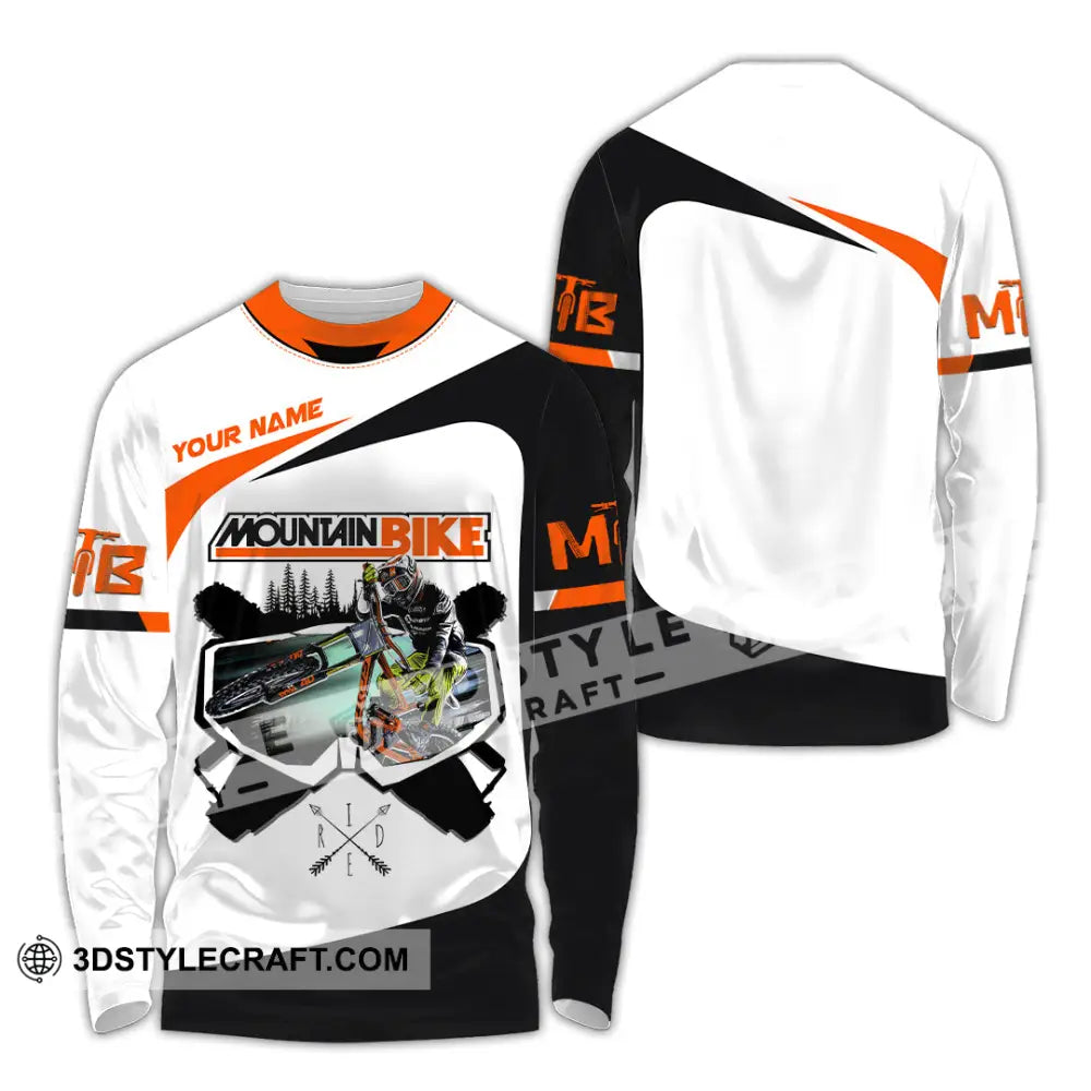 Unisex Shirt - Custom Name Mountain Bike For Player Cool Icon Long Sleeve / S T-Shirt