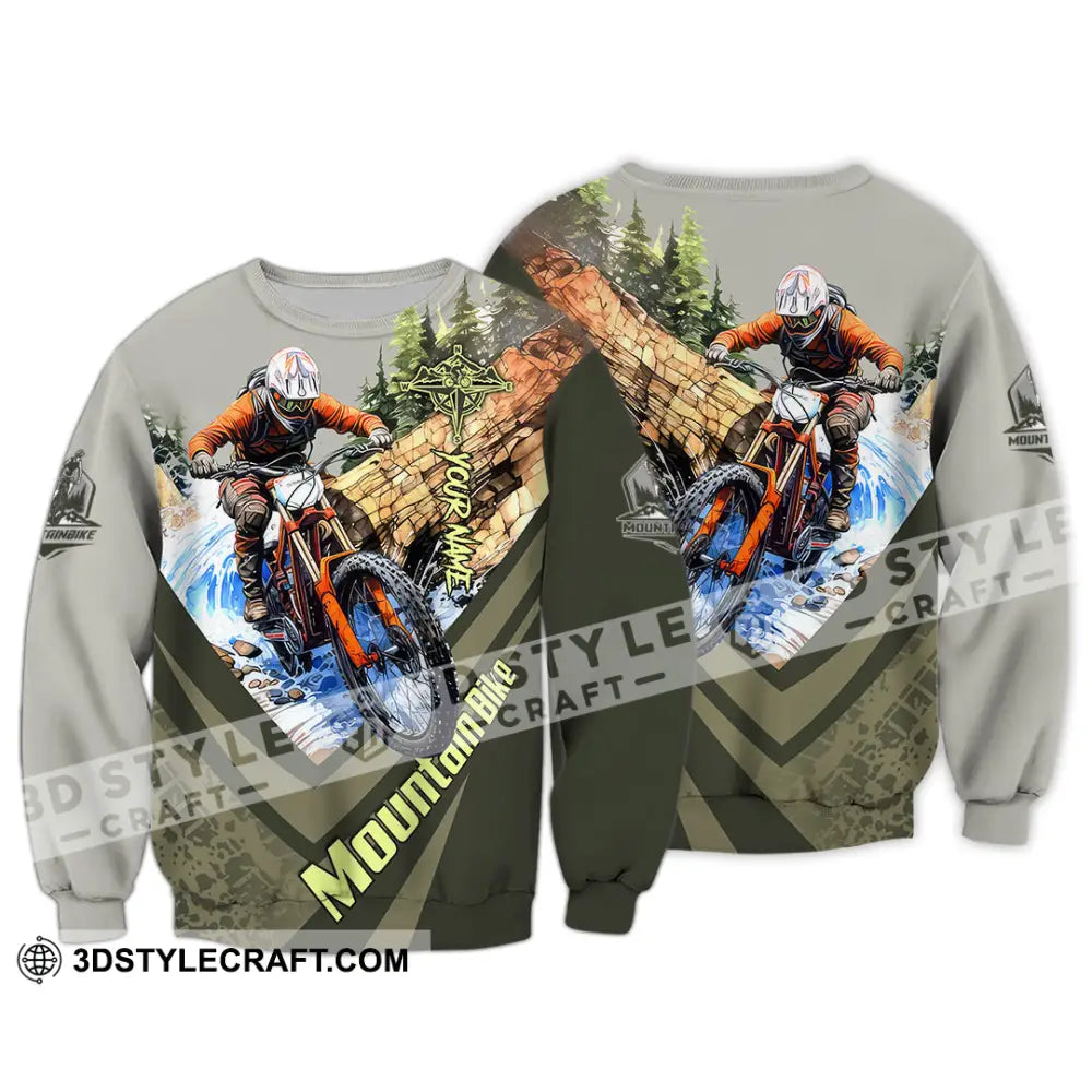 Unisex Shirt - Custom Name Mountain Bike For Player Forest Icon Long Sleeve / S T-Shirt