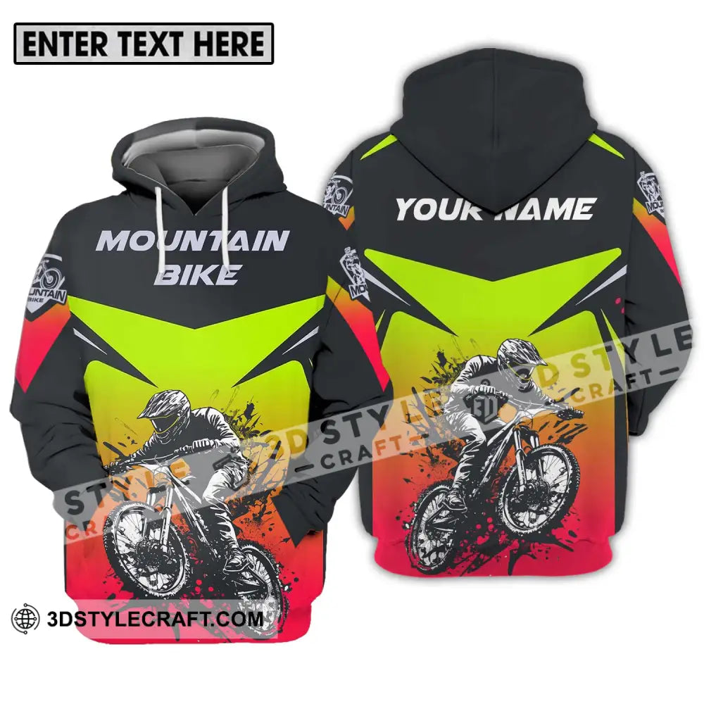 Unisex Shirt - Custom Name Mountain Bike For Player Three Color Hoodie / S T-Shirt