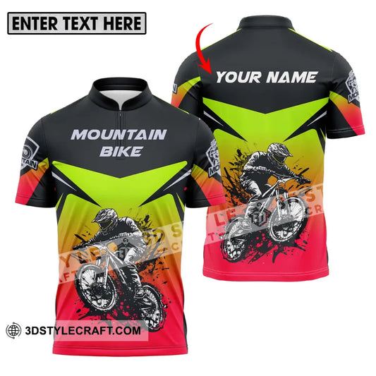 Unisex Shirt - Custom Name Mountain Bike For Player Three Color T-Shirt