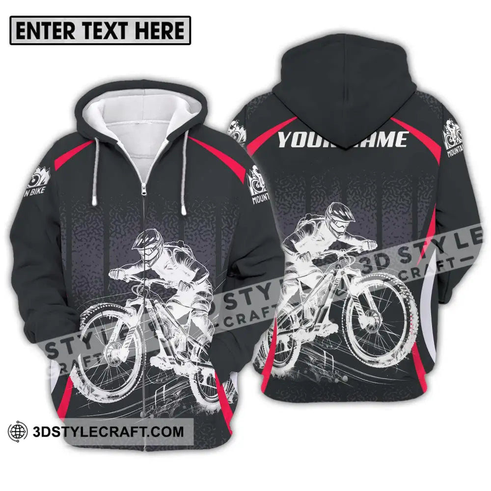 Unisex Shirt - Custom Name Mountain Bike Player Sport Zipper Hoodie / S T-Shirt