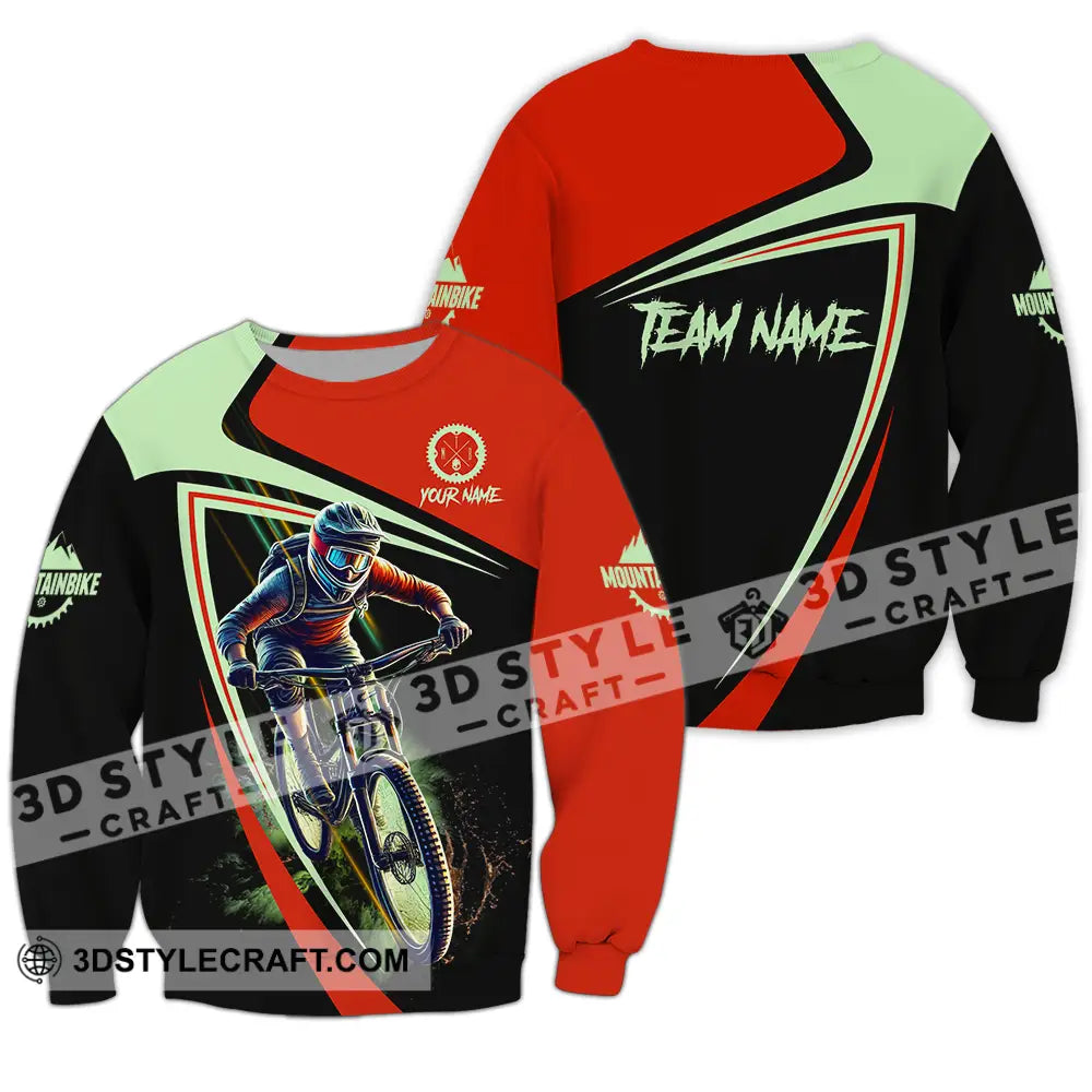 Unisex Shirt - Custom Name Mountain Bike Sport Biker Long Sleeve / S T-Shirt