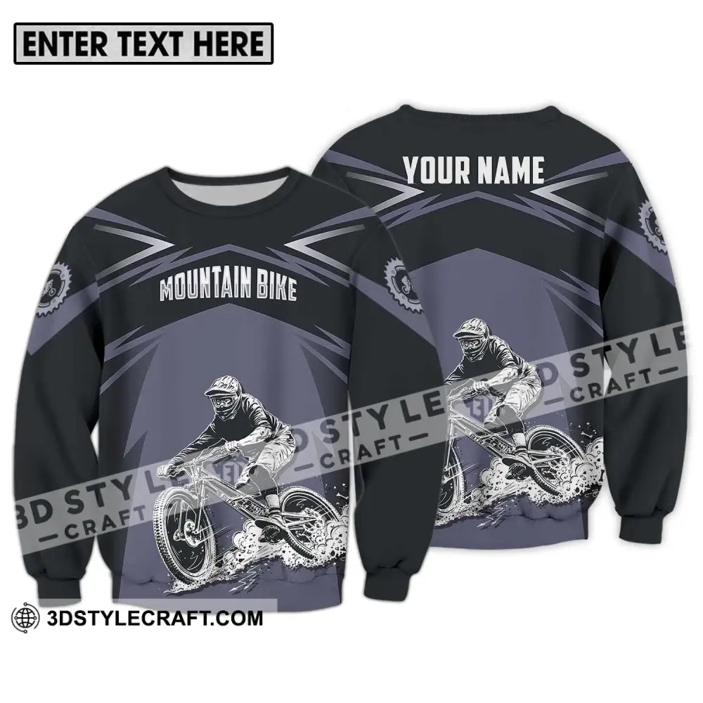 Unisex Shirt - Custom Name Mountain Bike Sport Classic Design Long Sleeve / S T-Shirt