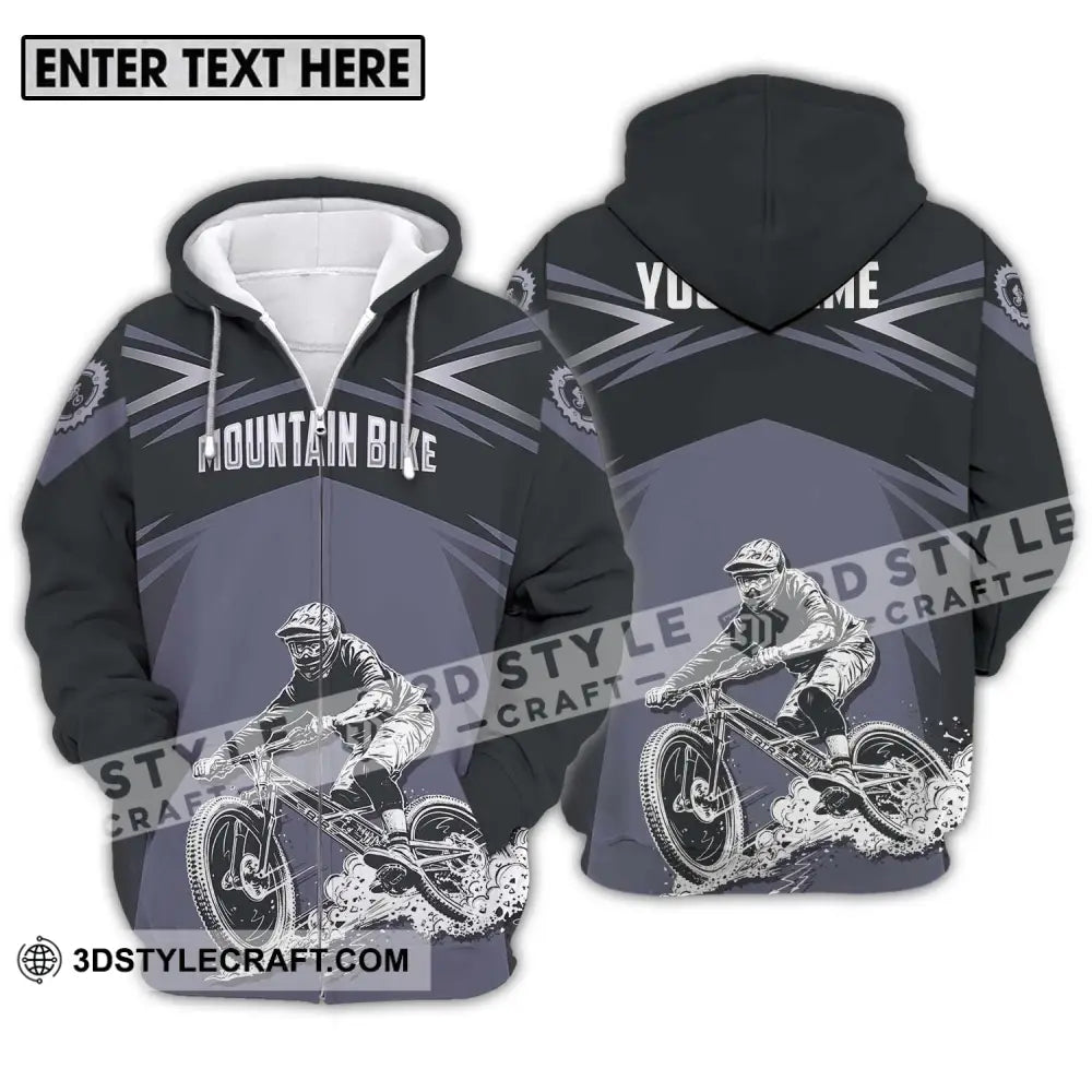 Unisex Shirt - Custom Name Mountain Bike Sport Classic Design Zipper Hoodie / S T-Shirt