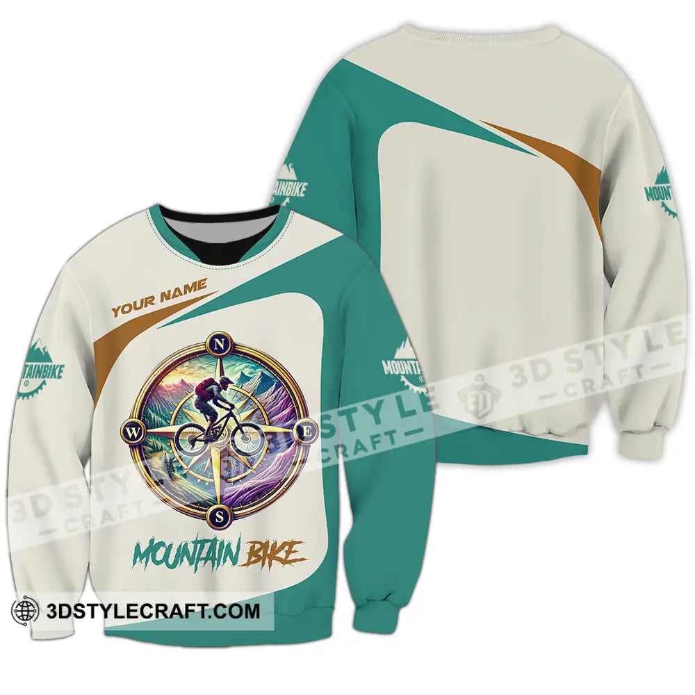 Unisex Shirt - Custom Name Mountain Bike Sport Compass Biker Long Sleeve / S T-Shirt