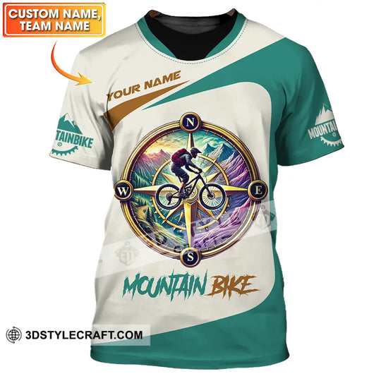 Unisex Shirt - Custom Name Mountain Bike Sport Shirt, Compass Biker style option 1