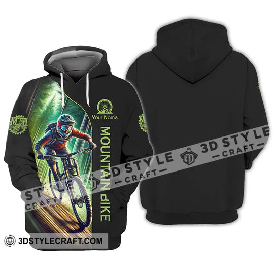 Unisex Shirt - Custom Name Mountain Bike Sport Shirt, Forest And Black Biker style option 3