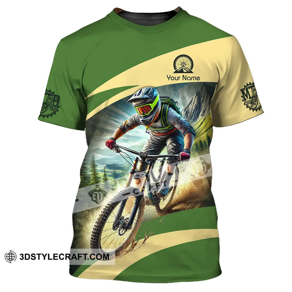 Unisex Shirt - Custom Name Mountain Bike Sport Green Biker T-Shirt / S T-Shirt