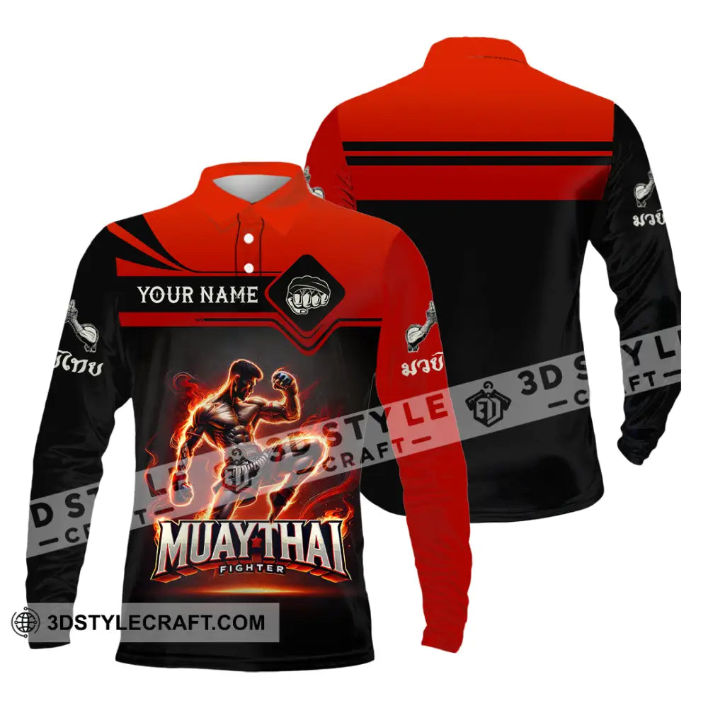 Unisex Shirt Custom Name Muay Thai Polo Long Sleeve Gift / S T-Shirt