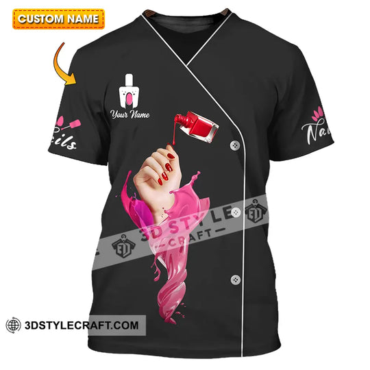 Unisex Shirt - Custom Name Shirt Nail Artist Red Nails style option 1