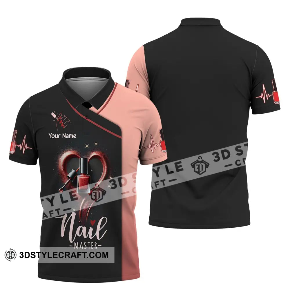 Unisex Shirt Custom Name Nail Master Artist Long Sleeve Hoodie Polo Studio Uniform / S T-Shirt