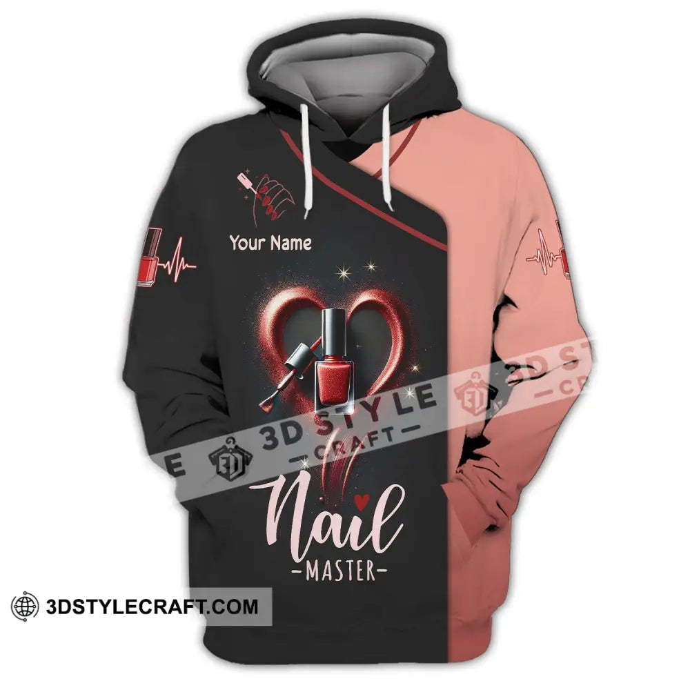 Unisex Shirt Custom Name Nail Master Artist Long Sleeve Hoodie Polo Studio Uniform / S T-Shirt