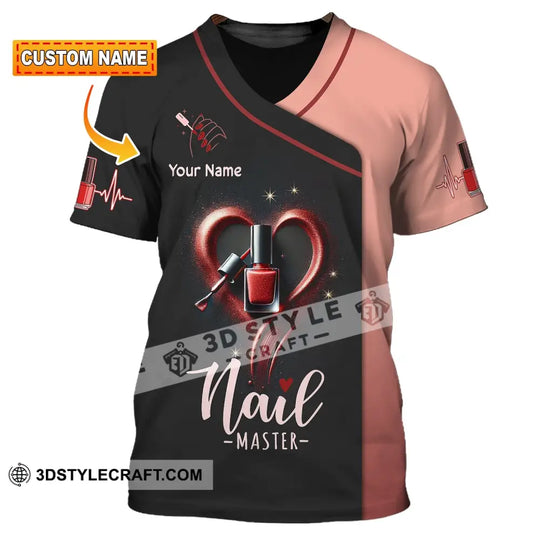 Unisex Shirt, Custom Name Nail Master Shirt, Nail Artist Long Sleeve Hoodie Polo Shirt, Nail Studio Uniform style option 1