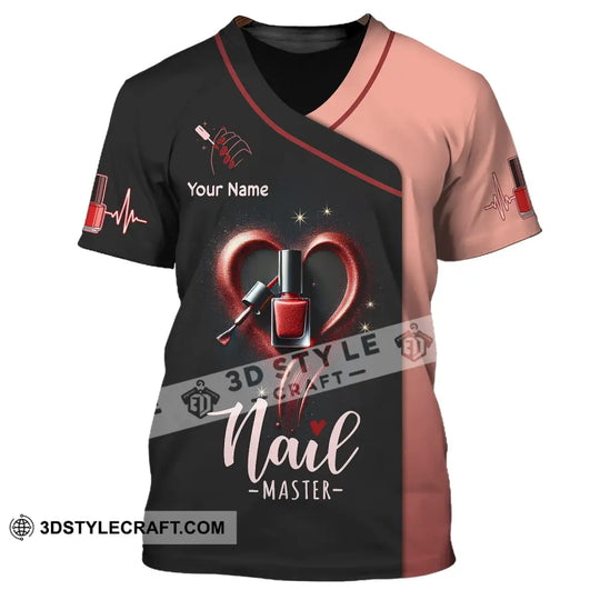 Unisex Shirt, Custom Name Nail Master Shirt, Nail Artist Long Sleeve Hoodie Polo Shirt, Nail Studio Uniform style option 2