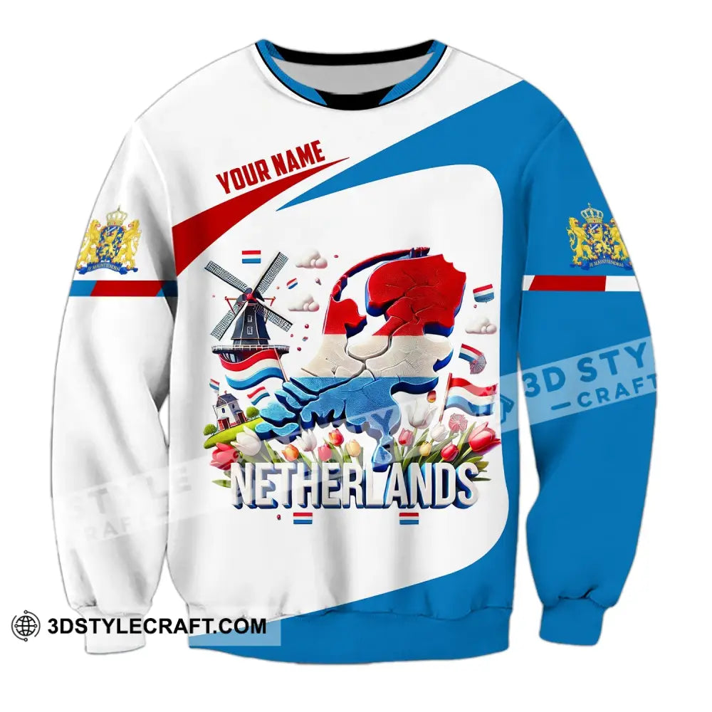 Unisex Shirt - Custom Name Netherlands Icons Long Sleeve / S T-Shirt