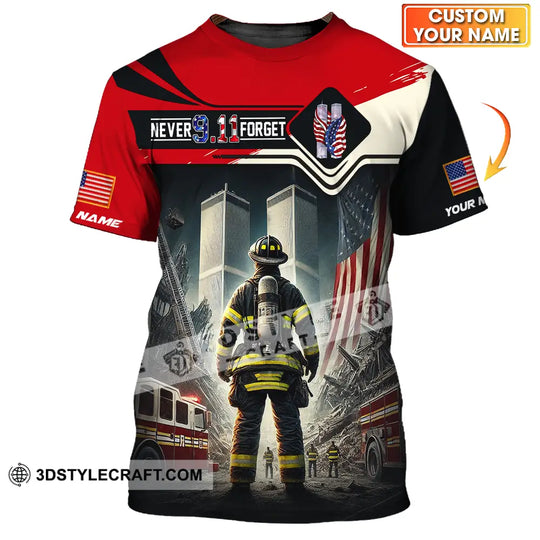 Unisex Shirt - Custom Name Shirt, Never 911 Forget, Patriot Day 911 style option 1