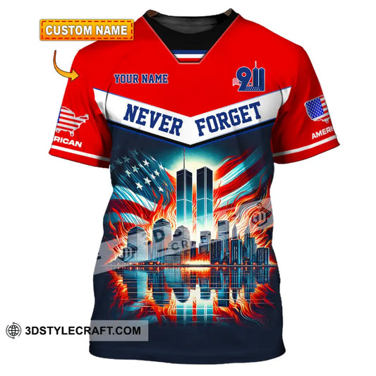 Unisex Shirt Custom Name Never Forget 911 Memorial Firefighter T-Shirt