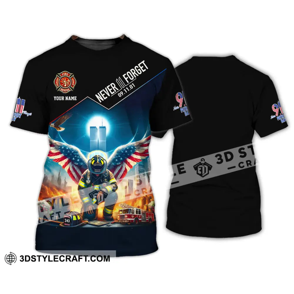 Unisex Shirt Custom Name Never Forget 911 Memorial Firefighter T-Shirt / S T-Shirt