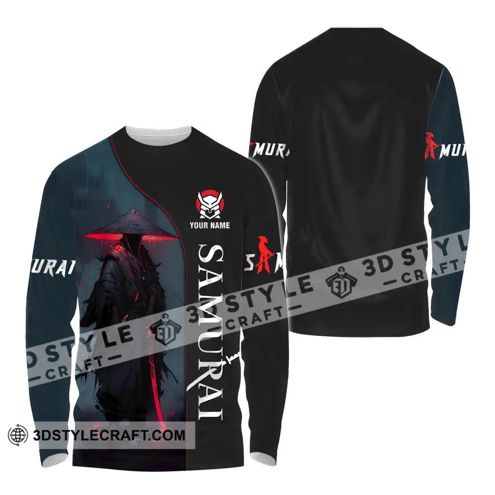 Unisex Shirt - Custom Name Night Samurai Long Sleeve / S T-Shirt