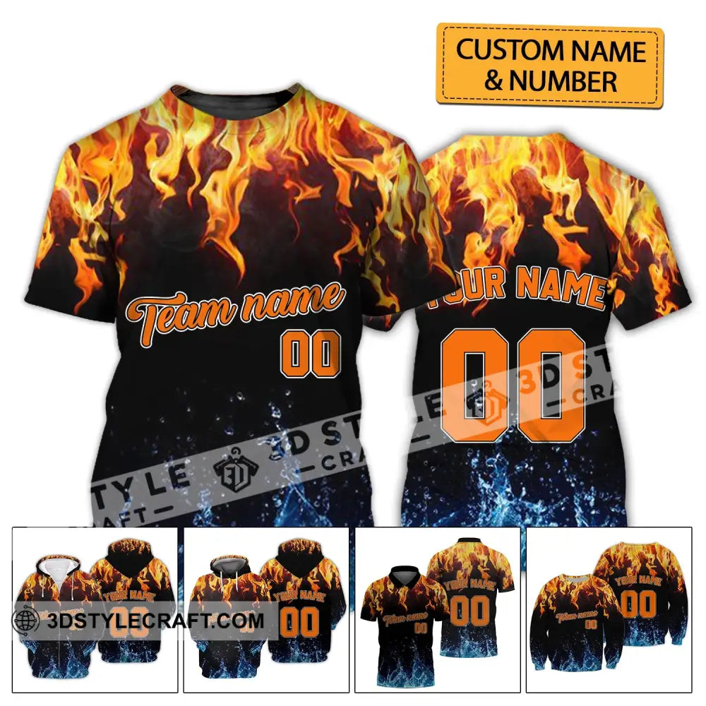 Unisex Shirt - Custom Name Number And Team T-Shirt Hot Fire Cool Water T-Shirt