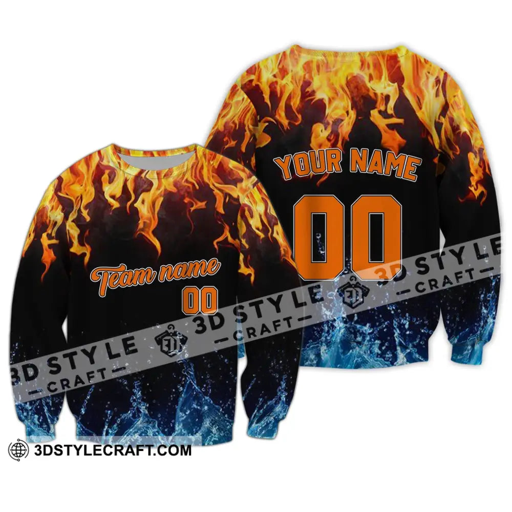 Unisex Shirt - Custom Name Number And Team T-Shirt Hot Fire Cool Water Long Sleeve / S T-Shirt