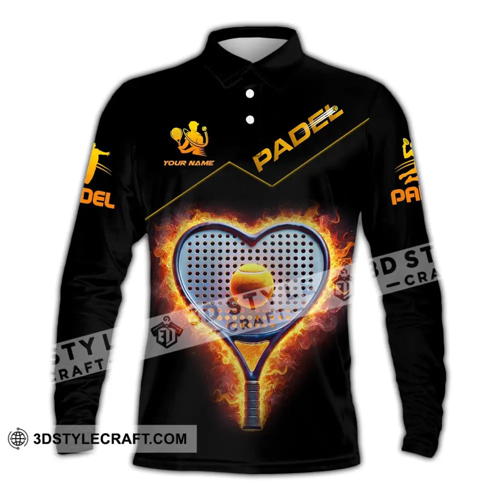 Unisex Shirt - Custom Name Padel Tennis Long Sleeve Polo / S T-Shirt