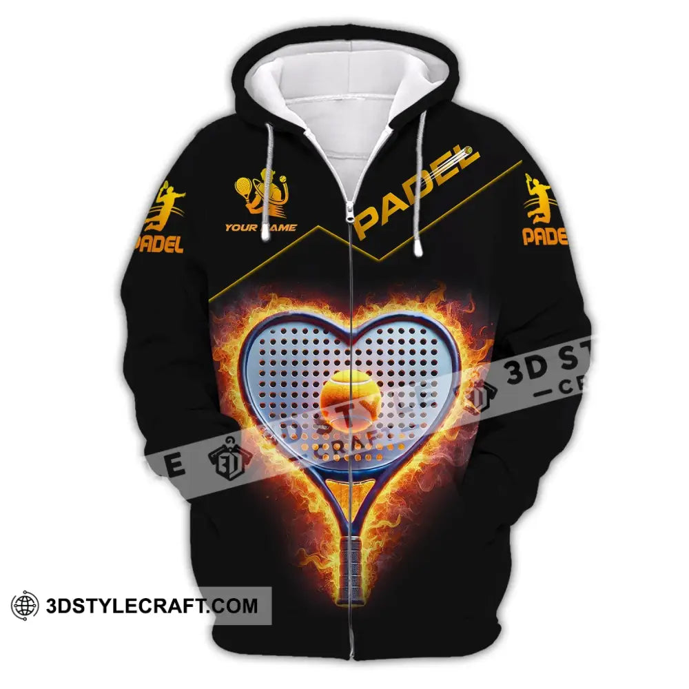 Unisex Shirt - Custom Name Padel Tennis Zipper Hoodie / S T-Shirt