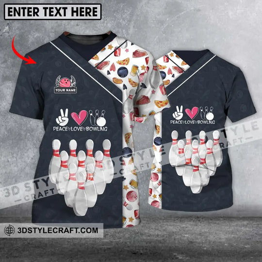 Unisex Shirt - Custom Name Shirt, Peace Love Bowling Shirt style option 1