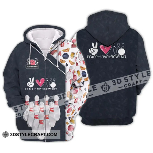 Unisex Shirt - Custom Name Shirt, Peace Love Bowling Shirt style option 2