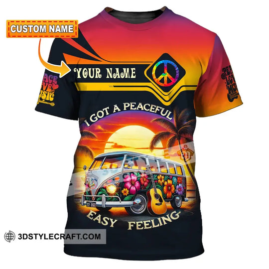 Unisex Shirt, Custom Name Peace Love Music T-Shirt, Peace Love Music Long Sleeve Hoodie style option 1